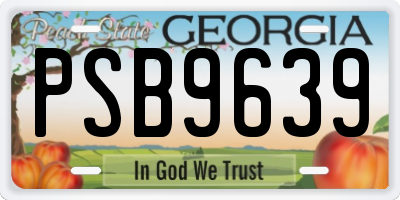 GA license plate PSB9639