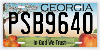 GA license plate PSB9640