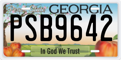 GA license plate PSB9642
