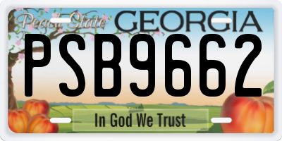 GA license plate PSB9662