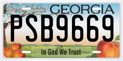 GA license plate PSB9669