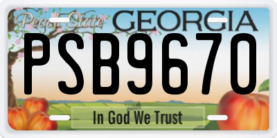 GA license plate PSB9670