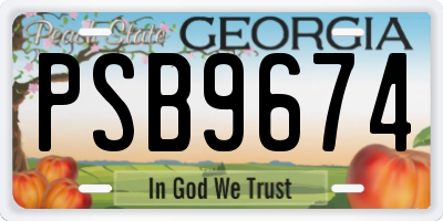GA license plate PSB9674