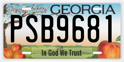 GA license plate PSB9681