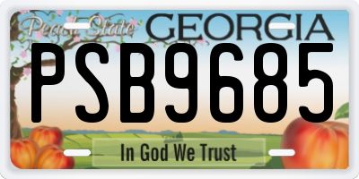GA license plate PSB9685
