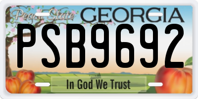 GA license plate PSB9692