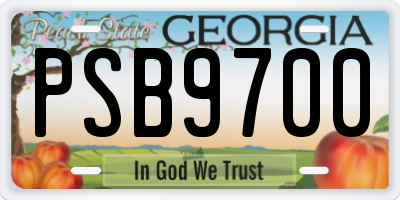 GA license plate PSB9700