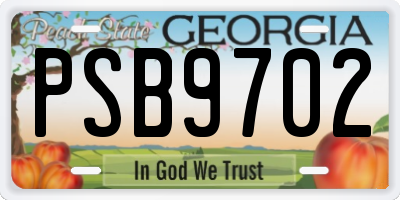 GA license plate PSB9702