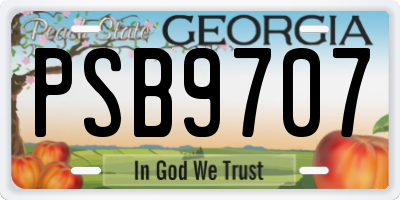 GA license plate PSB9707