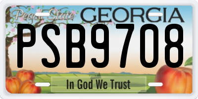 GA license plate PSB9708