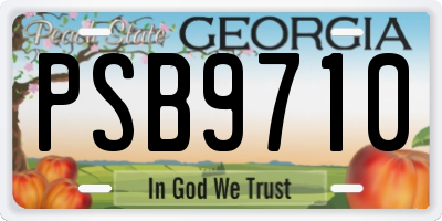 GA license plate PSB9710