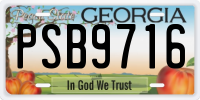 GA license plate PSB9716