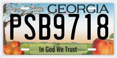 GA license plate PSB9718