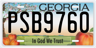 GA license plate PSB9760