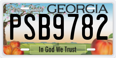 GA license plate PSB9782
