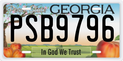 GA license plate PSB9796