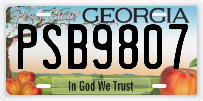 GA license plate PSB9807