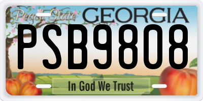 GA license plate PSB9808