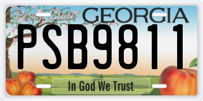 GA license plate PSB9811