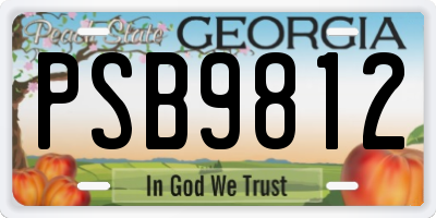 GA license plate PSB9812