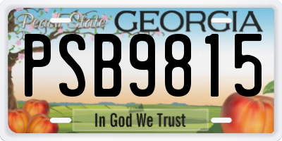 GA license plate PSB9815