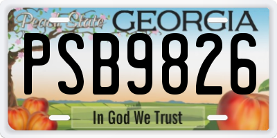 GA license plate PSB9826