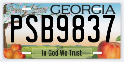 GA license plate PSB9837