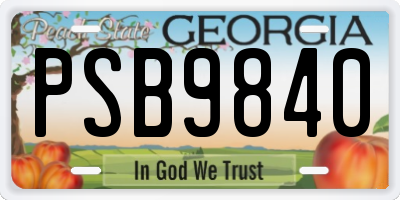 GA license plate PSB9840