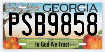 GA license plate PSB9858