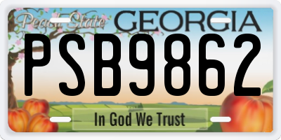 GA license plate PSB9862