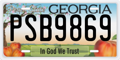 GA license plate PSB9869