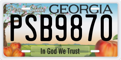 GA license plate PSB9870
