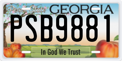 GA license plate PSB9881