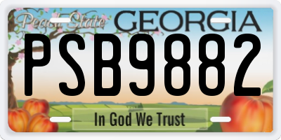 GA license plate PSB9882