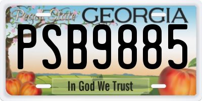GA license plate PSB9885