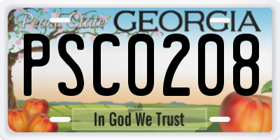 GA license plate PSC0208