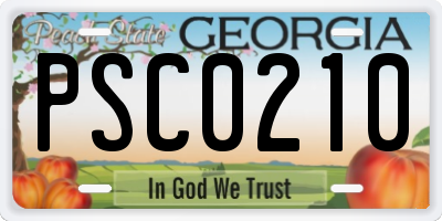GA license plate PSC0210