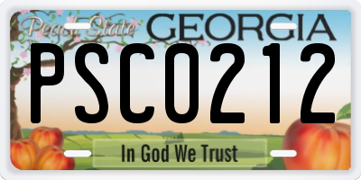 GA license plate PSC0212