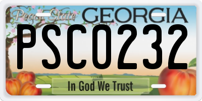 GA license plate PSC0232