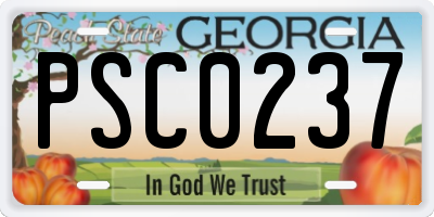 GA license plate PSC0237