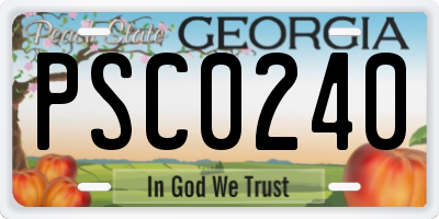 GA license plate PSC0240