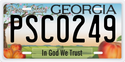 GA license plate PSC0249