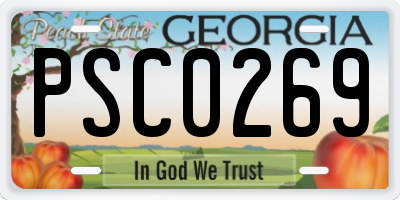 GA license plate PSC0269