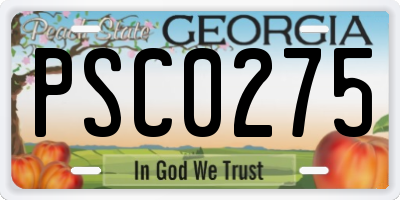 GA license plate PSC0275