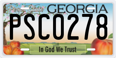 GA license plate PSC0278