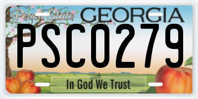 GA license plate PSC0279