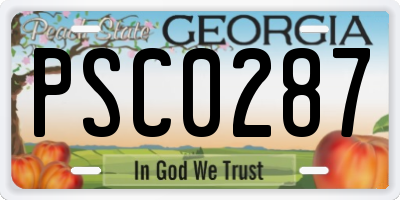GA license plate PSC0287
