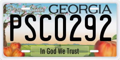 GA license plate PSC0292
