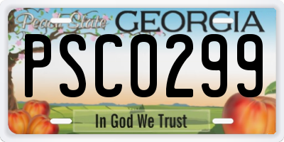 GA license plate PSC0299