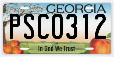 GA license plate PSC0312